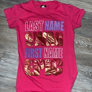 PopularSports Large fun shirt Last Name Swag First Name Epic Pinkpurplewhitegold